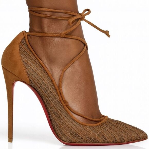 Christian Louboutin Shoes - NWOT CHRISTIAN LOUBOUTIN Peropik Biscotto Mesh Red Bottom Stiletto Heels IT38.5